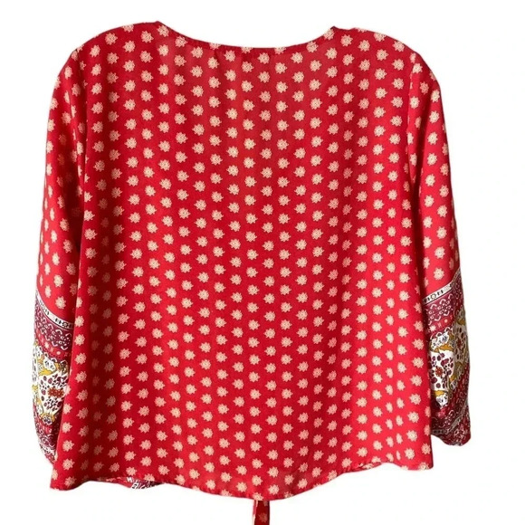 WEST KEI | Talia Tie Front Medallion Floral Print Blouse Size XSP - Picture 3 of 10